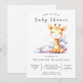 Invitation Joyeux Baby shower de Giraffe Editable (Devant / Derrière)
