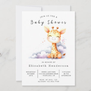 Invitation Joyeux Baby shower de Giraffe Editable