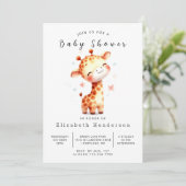 Invitation Joyeux Baby shower de Giraffe Editable (Debout devant)