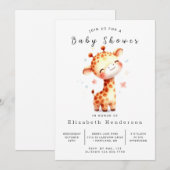 Invitation Joyeux Baby shower de Giraffe Editable (Devant / Derrière)