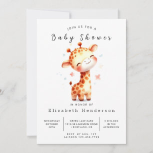 Invitation Joyeux Baby shower de Giraffe Editable