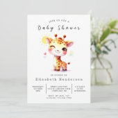Invitation Joyeux Baby shower de Giraffe Editable (Debout devant)