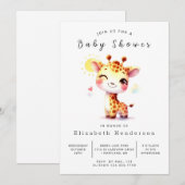 Invitation Joyeux Baby shower de Giraffe Editable (Devant / Derrière)