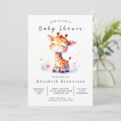 Invitation Joyeux Baby shower de Giraffe Editable (Debout devant)