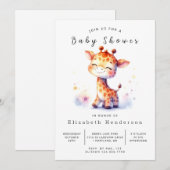 Invitation Joyeux Baby shower de Giraffe Editable (Devant / Derrière)