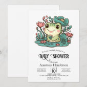 Invitation Joyeux Baby shower de grenouille magique (Devant / Derrière)