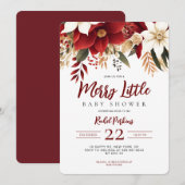 Invitation Joyeux Baby shower de Noël Little Poinsettia (Devant / Derrière)