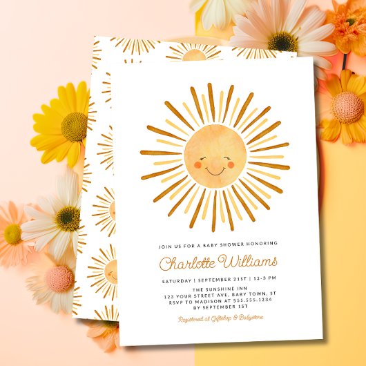 Invitation Joyeux Baby shower de saumons jaunes