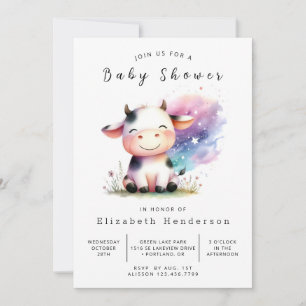 Invitation Joyeux Baby shower de vache rustique enchanté