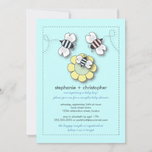 Invitation Joyeux Baby shower des couples d'abeilles pour gar