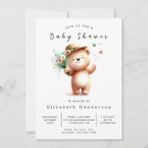 Invitation Joyeux Baby shower d'ours à imprimer