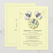 Invitation Joyeux Baby shower neutre des couples d'abeilles (Devant / Derrière)