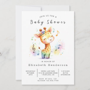 Invitation Joyeux Baby shower numérique de girafe