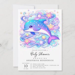 Invitation Joyeux Baby shower Whimsical Dolphin
