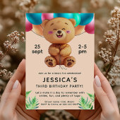 Invitation Joyeux Ballons d'ours fête d'anniversaire