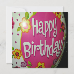 Invitation Joyeux Balloon d'Anniversaire avec Fleurs, Concept