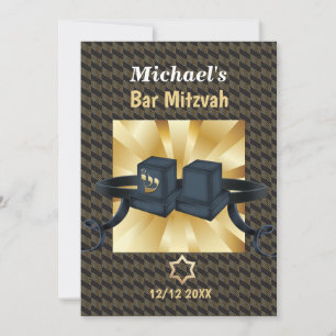 Invitation Joyeux Bar Mitzvah 20XX Décoration Or
