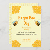 Invitation Joyeux Bee Day Bumble Bee Anniversaire Fête Invita (Devant / Derrière)