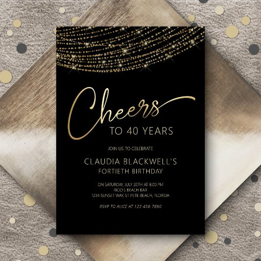 Invitation Joyeux Black Gold 40e anniversaire