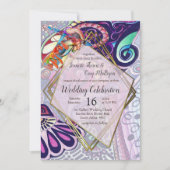 Invitation Joyeux Blue Artist Party Doodé Création (Devant)