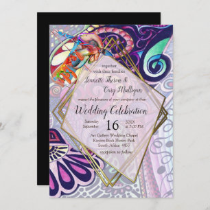 Invitation Joyeux Blue Artist Party Doodé Création