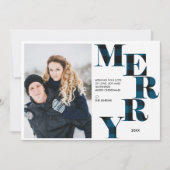 Invitation Joyeux | Blue Buffalo Plaid Photo Holiday (Devant)