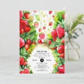 Invitation Joyeux Boho coloré fraise Anniversaire (Debout devant)
