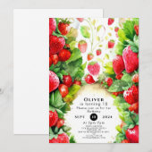Invitation Joyeux Boho coloré fraise Anniversaire (Devant / Derrière)