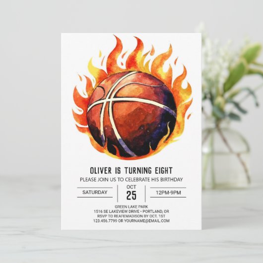 Invitation Joyeux Boho Net Basketball Anniversaire (Debout devant)