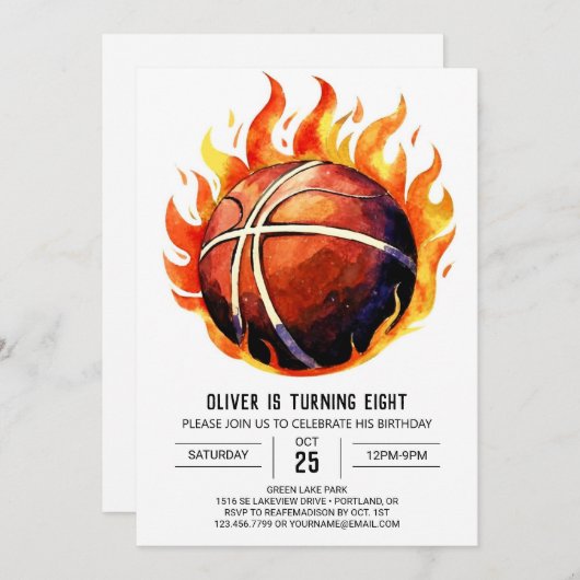 Invitation Joyeux Boho Net Basketball Anniversaire (Devant / Derrière)