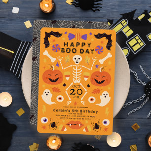 Invitation Joyeux Boo Day Squelette & Fantômes Anniversaire H