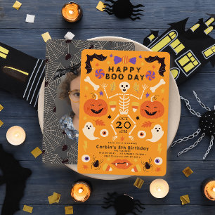 Invitation Joyeux Boo Day Squelette Photo Anniversaire Hallow