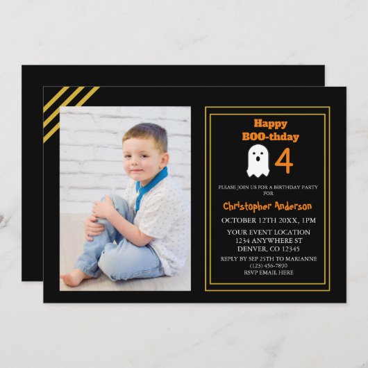 Invitation Joyeux BOO-thday Halloween Anniversaire (Devant / Derrière)