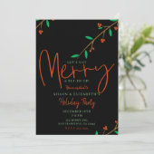 Invitation Joyeux Botanique Black Berry Branch Fête des Fêtes (Debout devant)