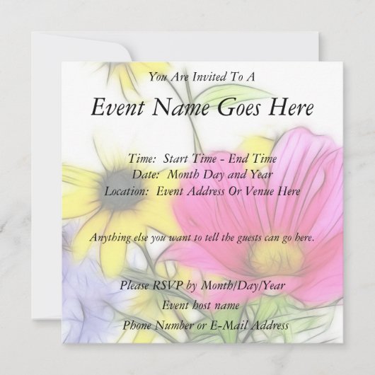 Invitation Joyeux bouquet de fleurs (Devant)