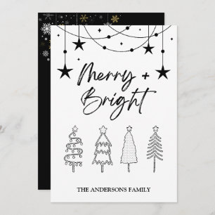 Invitation Joyeux Bright Élégant Script Pine Arbres Noël