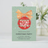 Invitation Joyeux & Bright l Aquarelle Rouge Ornements Neige (Debout devant)