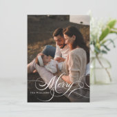 Invitation Joyeux calligraphie moderne 5 Photo Collage famill (Debout devant)