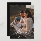 Invitation Joyeux calligraphie moderne 5 Photo Collage famill (Devant / Derrière)