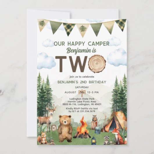 Invitation Joyeux Camper 2e anniversaire (Devant)