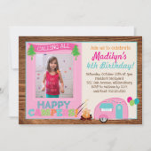Invitation Joyeux Camper Girl Photo Anniversaire (Devant)