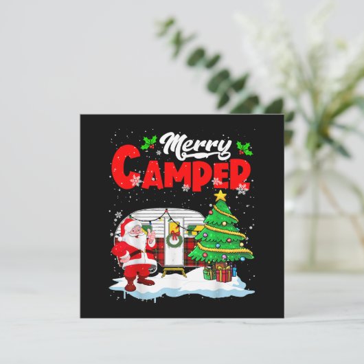 Invitation Joyeux Camper Noël Père Noël Camper Camper Camping (Debout devant)