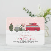 Invitation Joyeux Camper Noël Pink 1er anniversaire (Debout devant)