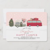 Invitation Joyeux Camper Noël Pink 1er anniversaire (Devant)