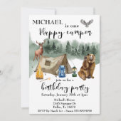 Invitation Joyeux Camper Ours de Forêt Anniversaire (Devant)