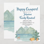 Invitation Joyeux Camper Rustic Mountains Réunion de famille (Devant / Derrière)