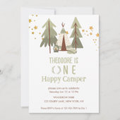 Invitation Joyeux Camper Woodland Premier Anniversaire (Devant)