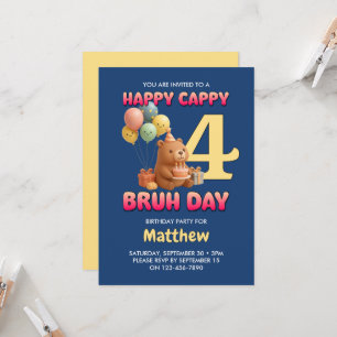 Invitation JOYEUX CAPPY BRUH JOURNÉE Capybara personnalisé 4e