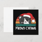 Invitation Joyeux Catmas Drôle de chat de Noël Pun (Devant / Derrière)