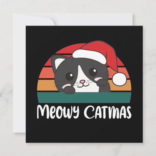 Invitation Joyeux Catmas Drôle de chat de Noël Pun (Devant)